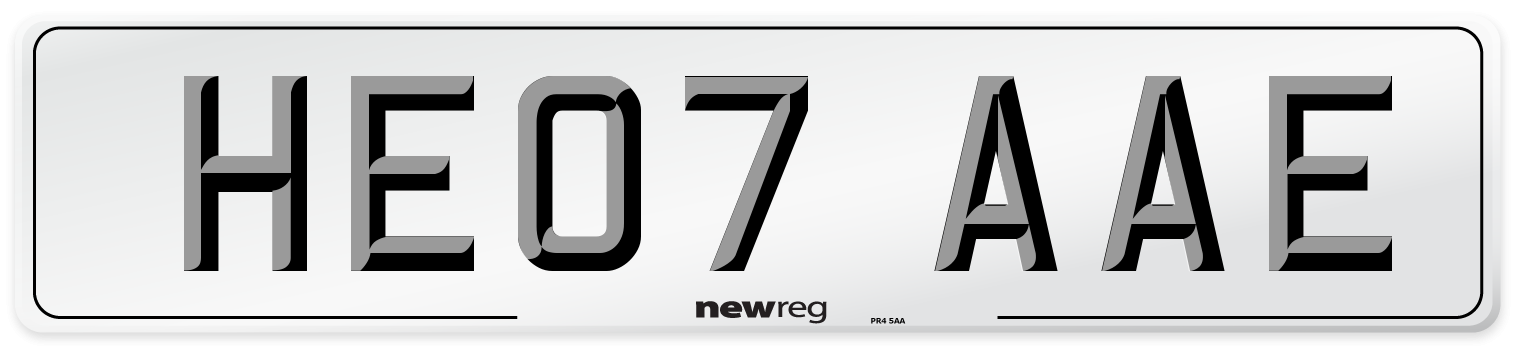 HE07 AAE Number Plate from New Reg